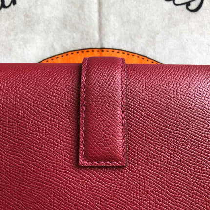 JIGE ELAN 29 CLUTCH IN BERRY RED CALFSKIN