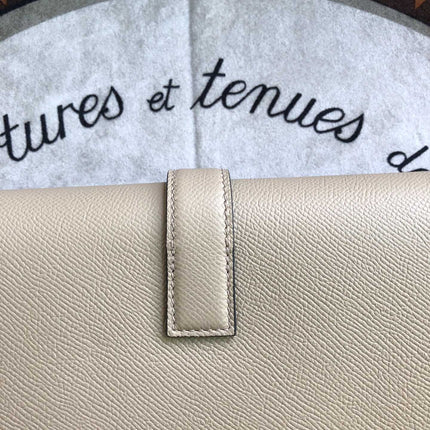 JIGE ELAN 29 CLUTCH IN ECRU TAN CALFSKIN