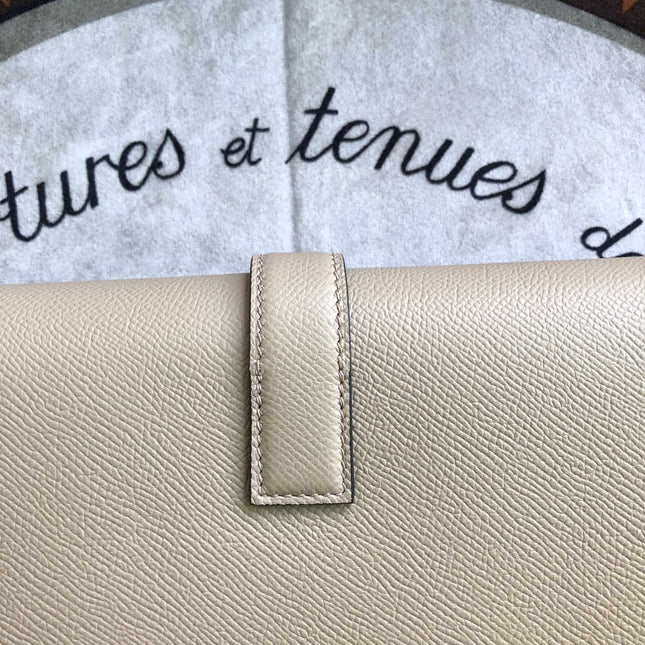 JIGE ELAN 29 CLUTCH IN ECRU TAN CALFSKIN