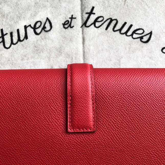 JIGE ELAN 29 CLUTCH IN CHERRY RED CALFSKIN