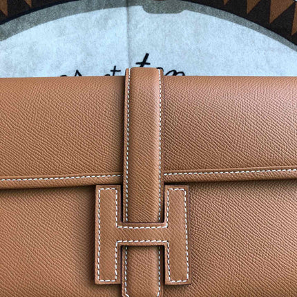 JIGE ELAN 29 CLUTCH IN BRONZE BROWN CALFSKIN