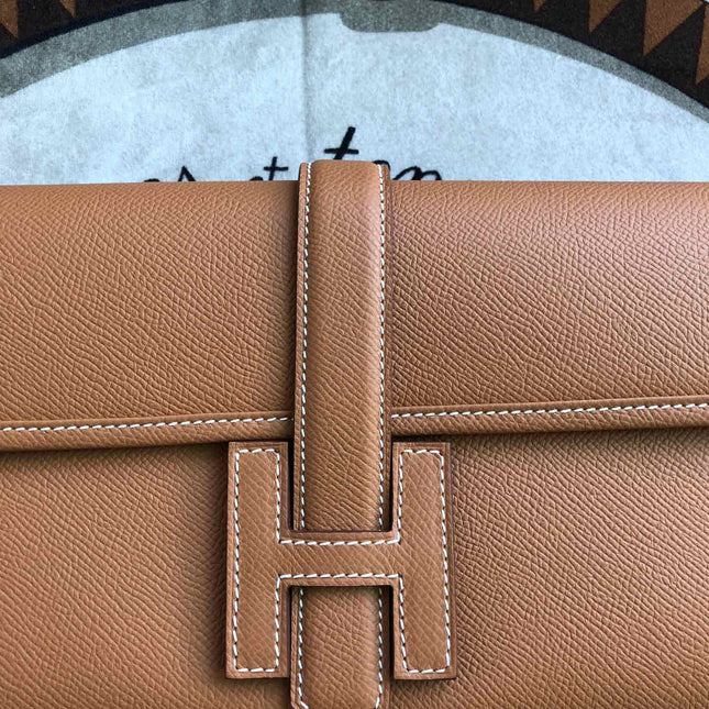 JIGE ELAN 29 CLUTCH IN BRONZE BROWN CALFSKIN