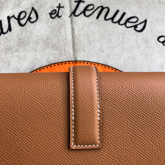 JIGE ELAN 29 CLUTCH IN BRONZE BROWN CALFSKIN