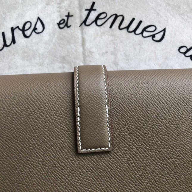 JIGE ELAN 29 CLUTCH IN MEDIUM BROWN CALFSKIN