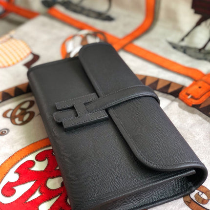 JIGE ELAN 29 CLUTCH IN BLACK CALFSKIN