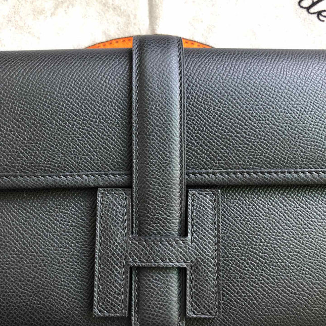 JIGE ELAN 29 CLUTCH IN BLACK CALFSKIN