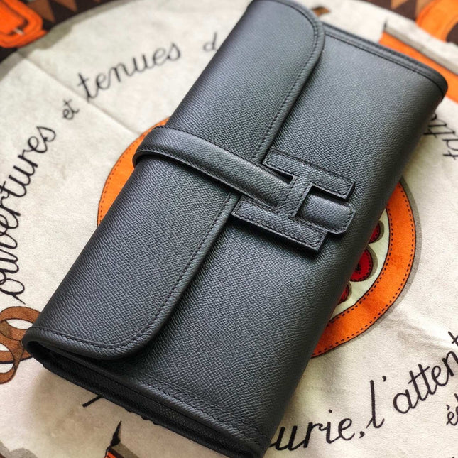 JIGE ELAN 29 CLUTCH IN BLACK CALFSKIN