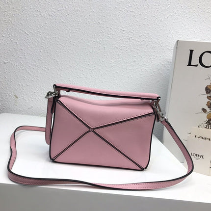 LOE MINI 18 PUZZLE BAG IN BRIGHT PINK CALFSKIN