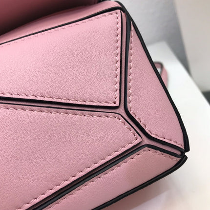 LOE MINI 18 PUZZLE BAG IN BRIGHT PINK CALFSKIN