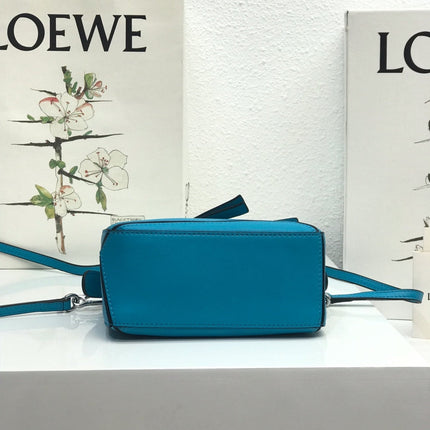 LOE MINI 18 PUZZLE BAG IN BLUE GREEN CALFSKIN