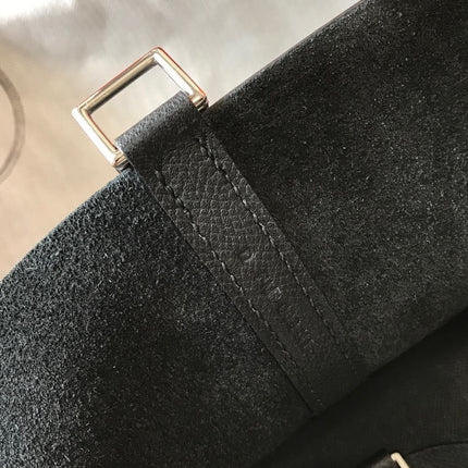 HM PICOTIN LOCK 22 BLACK CALFSKIN WITH BRAID STRAP