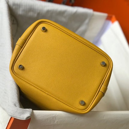 HM PICOTIN LOCK 22 YELLOW CALFSKIN WITH BRAID STRAP