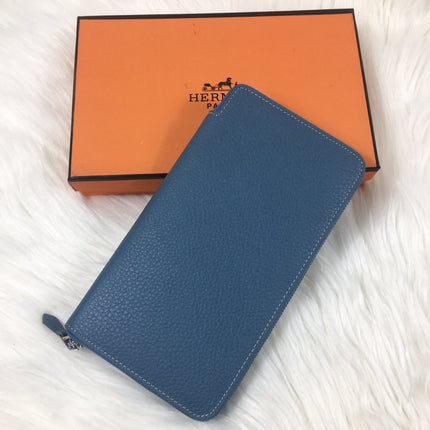 HM SILK'IN CLASSIC WALLET 20 CERULEAN GRAINED CALFSKIN