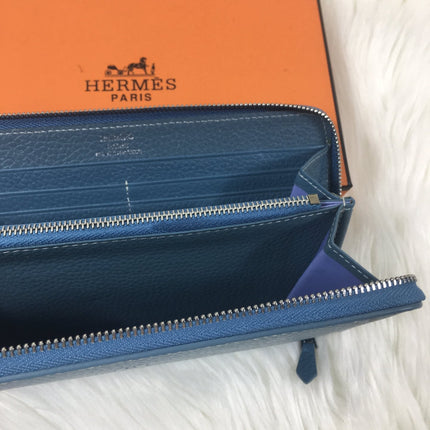 HM SILK'IN CLASSIC WALLET 20 CERULEAN GRAINED CALFSKIN