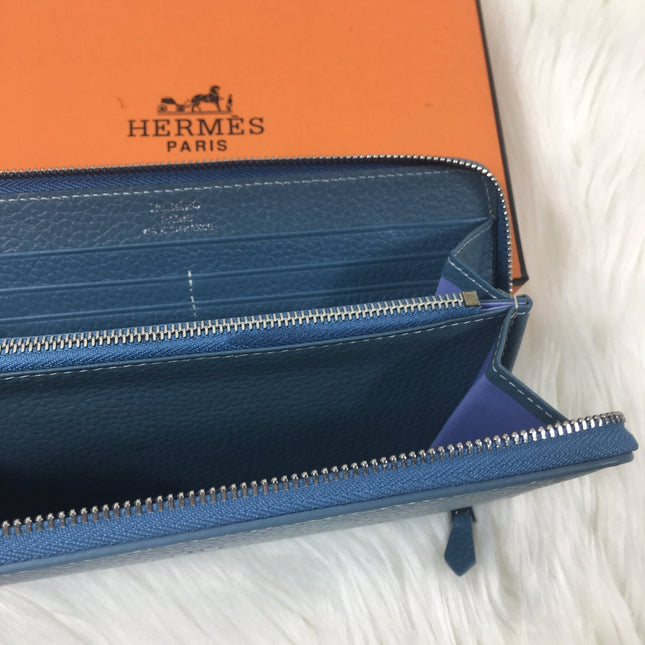 HM SILK'IN CLASSIC WALLET 20 CERULEAN GRAINED CALFSKIN