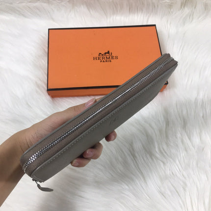 HM SILK'IN CLASSIC WALLET 20 GRAY GRAINED CALFSKIN