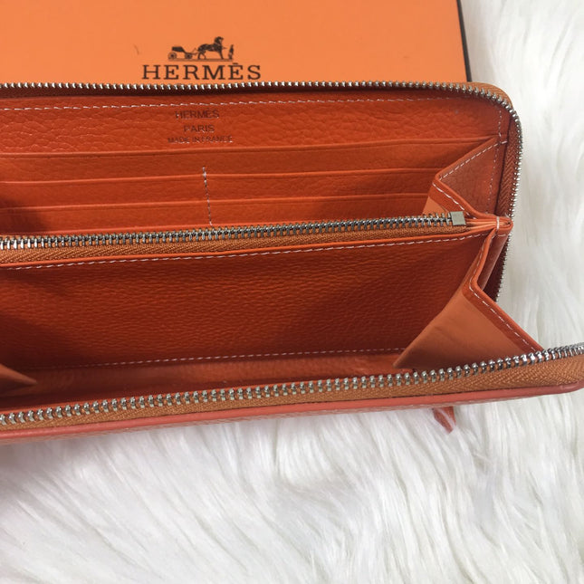 HM SILK'IN CLASSIC WALLET 20 ORANGE GRAINED CALFSKIN