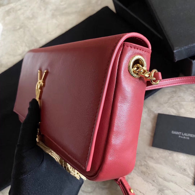 KATE TASSEL 26 CURRENT RED LAMBSKIN BAG