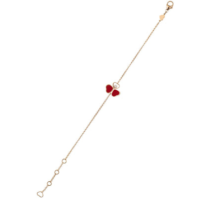 HAPPY HEART CARNELIAN BRACELET PINK GOLD DIAMOND