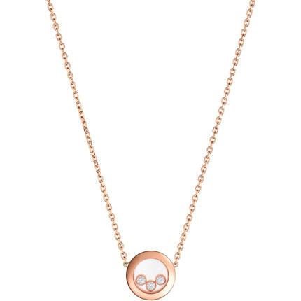 HAPPY PEDANT PINK GOLD 3 DIAMOND NECKLACE