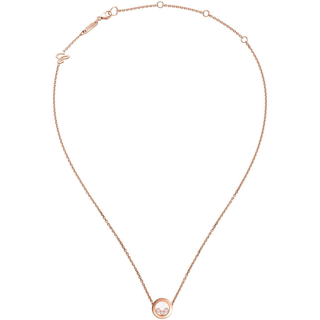 HAPPY PEDANT PINK GOLD 3 DIAMOND NECKLACE