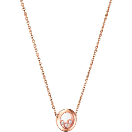 HAPPY PEDANT PINK GOLD 3 DIAMOND NECKLACE