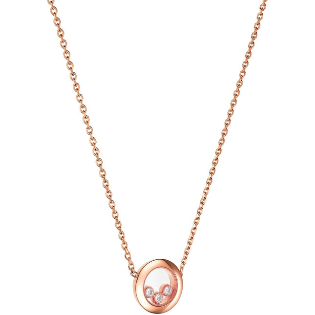 HAPPY PEDANT PINK GOLD 3 DIAMOND NECKLACE