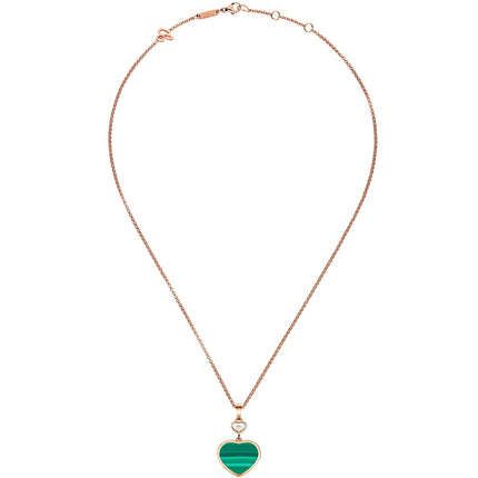 HAPPY HEART MALACHITE NECKLACE PINK GOLD DIAMOND