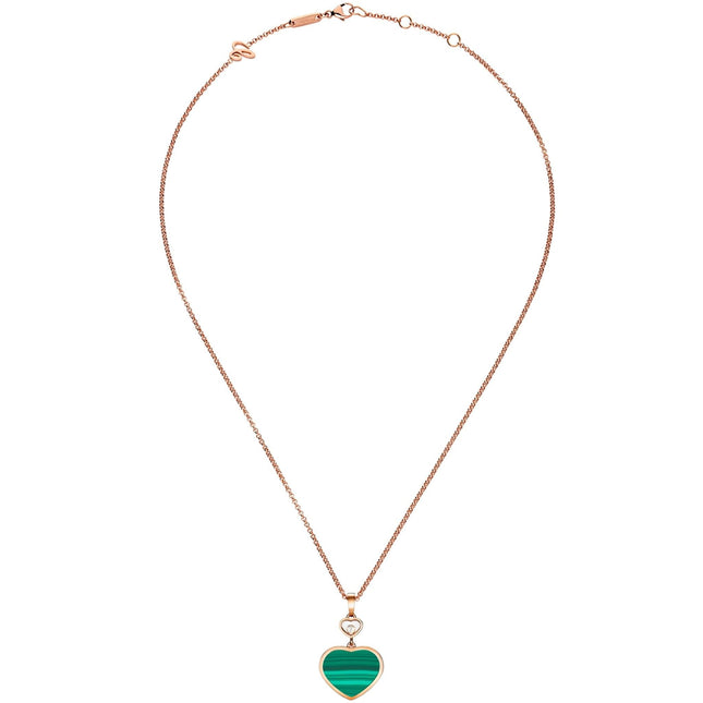 HAPPY HEART MALACHITE NECKLACE PINK GOLD DIAMOND