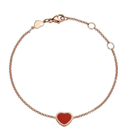 HAPPY HEART CARNELIAN PINK GOLD BRACELET DIAMOND