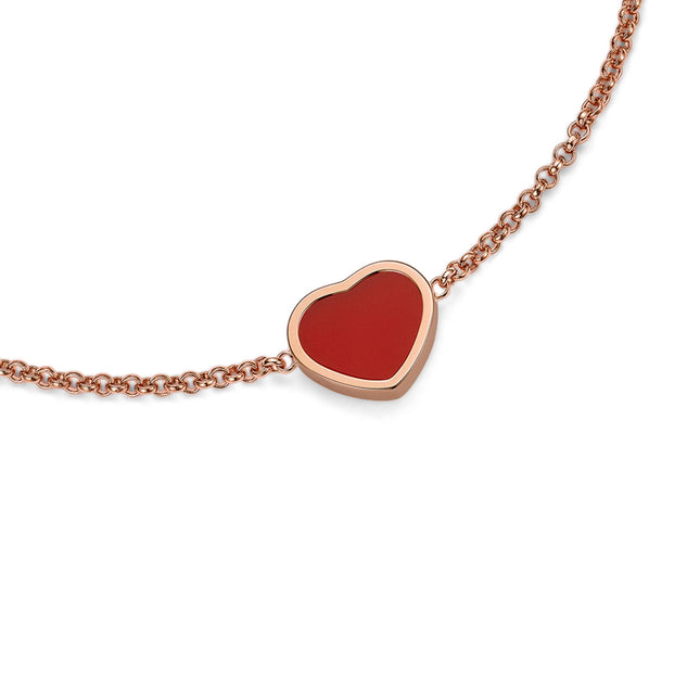 HAPPY HEART CARNELIAN PINK GOLD BRACELET DIAMOND