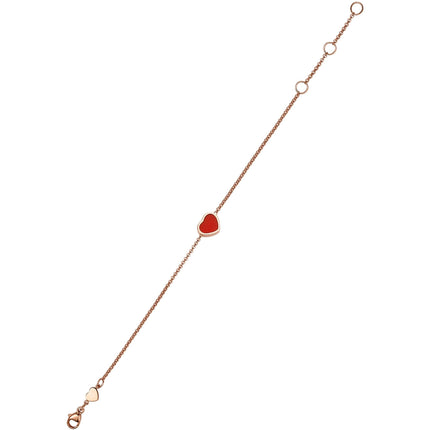 HAPPY HEART CARNELIAN PINK GOLD BRACELET DIAMOND