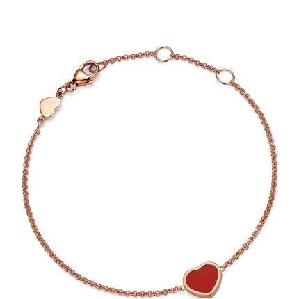 HAPPY HEART CARNELIAN PINK GOLD BRACELET DIAMOND