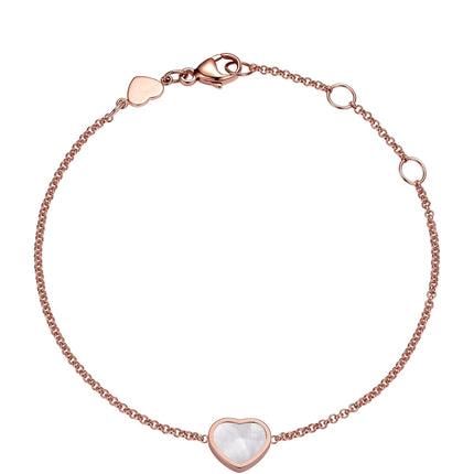 HAPPY HEART WHITE MOP PINK GOLD BRACELET DIAMOND