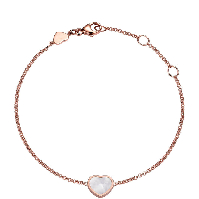 HAPPY HEART WHITE MOP PINK GOLD BRACELET DIAMOND