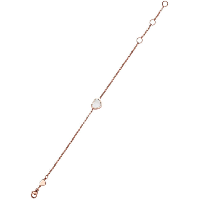 HAPPY HEART WHITE MOP PINK GOLD BRACELET DIAMOND