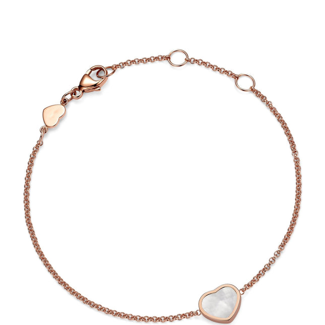 HAPPY HEART WHITE MOP PINK GOLD BRACELET DIAMOND