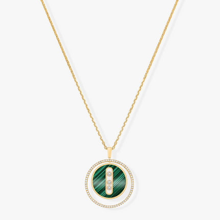 LUCKY MOVE 3 DIAMOND MALACHITE GOLD DIAMOND NECKLACE