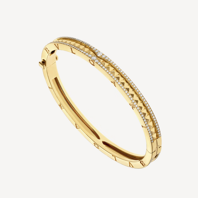 ZERO 1 SPIRAL AND PAVED DIAMOND GOLD BRACELET