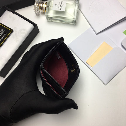 CC CARD HOLDER 11.2 BLACK CALFSKIN SILVER ICON