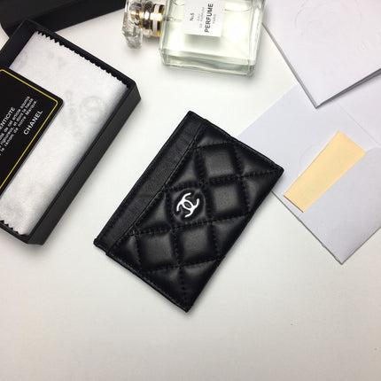 CC CARD HOLDER 11.2 BLACK CALFSKIN SILVER ICON