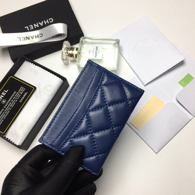CC CARD HOLDER 11.2 NAVY CALFSKIN SILVER ICON