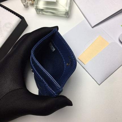 CC CARD HOLDER 11.2 NAVY CALFSKIN SILVER ICON