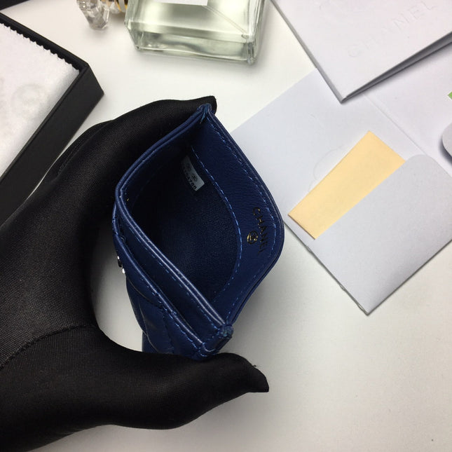 CC CARD HOLDER 11.2 NAVY CALFSKIN SILVER ICON