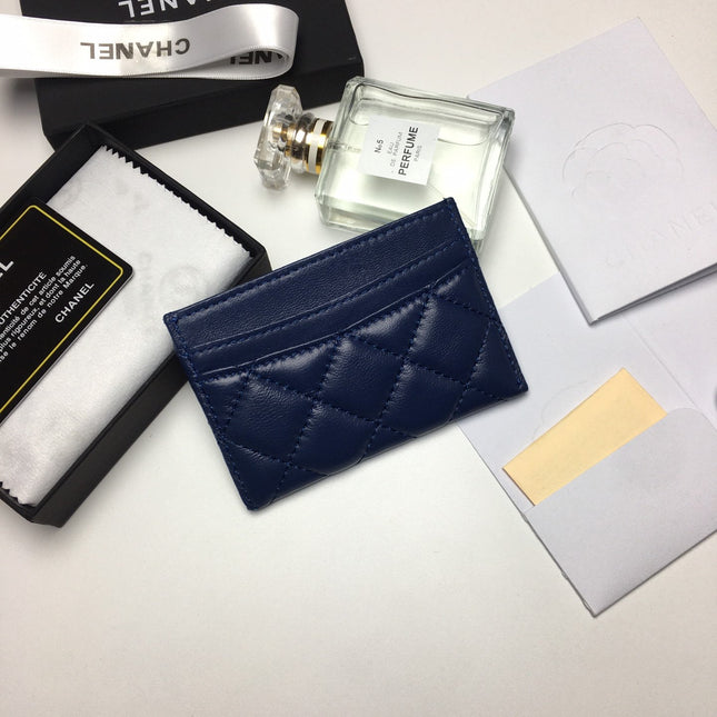 CC CARD HOLDER 11.2 NAVY CALFSKIN SILVER ICON