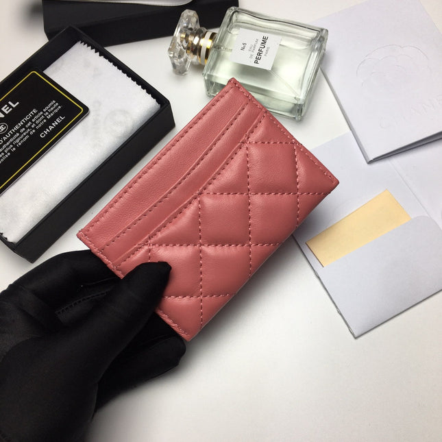 CC CARD HOLDER 11.2 CORAL CALFSKIN SILVER ICON