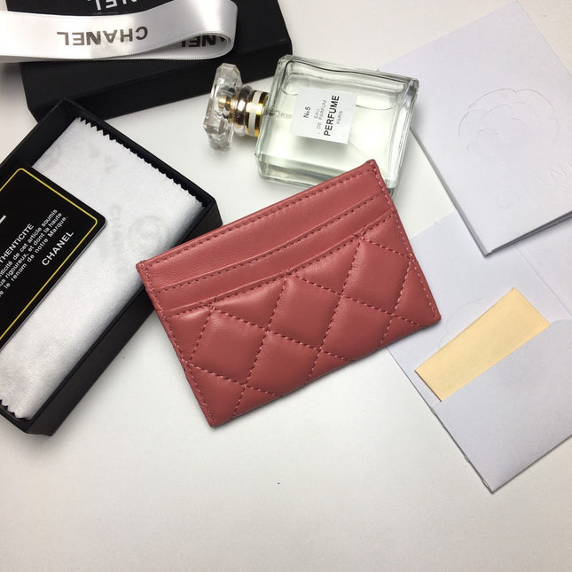 CC CARD HOLDER 11.2 CORAL CALFSKIN SILVER ICON