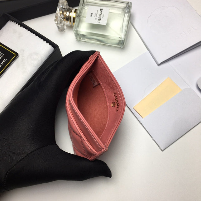 CC CARD HOLDER 11.2 CORAL CALFSKIN SILVER ICON