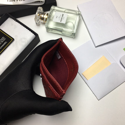 CC FLORAL CARD HOLDER 11.2 GARNET CALFSKIN SILVER ICON