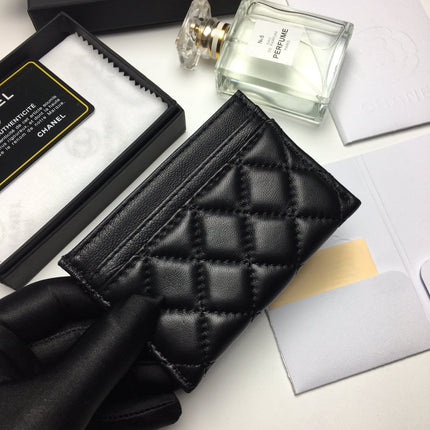 CC BOY CARD HOLDER 11.2 BLACK CALFSKIN GOLD ICON